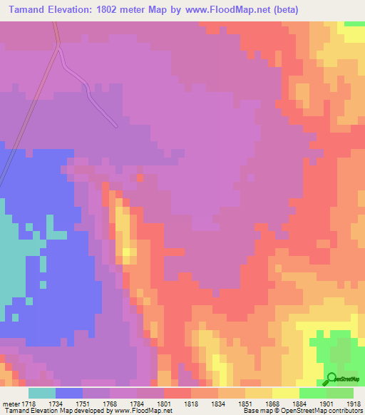 Tamand,Iran Elevation Map