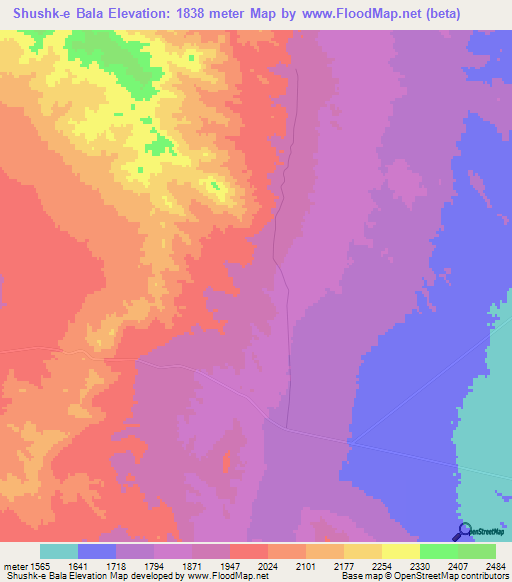Shushk-e Bala,Iran Elevation Map