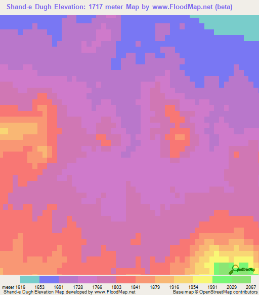 Shand-e Dugh,Iran Elevation Map