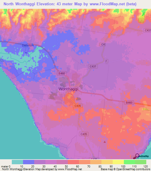 North Wonthaggi,Australia Elevation Map