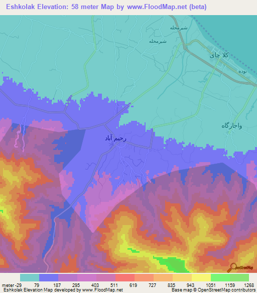 Eshkolak,Iran Elevation Map
