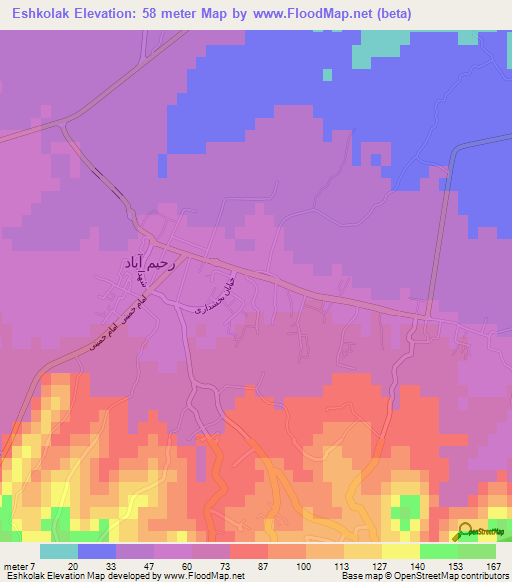 Eshkolak,Iran Elevation Map