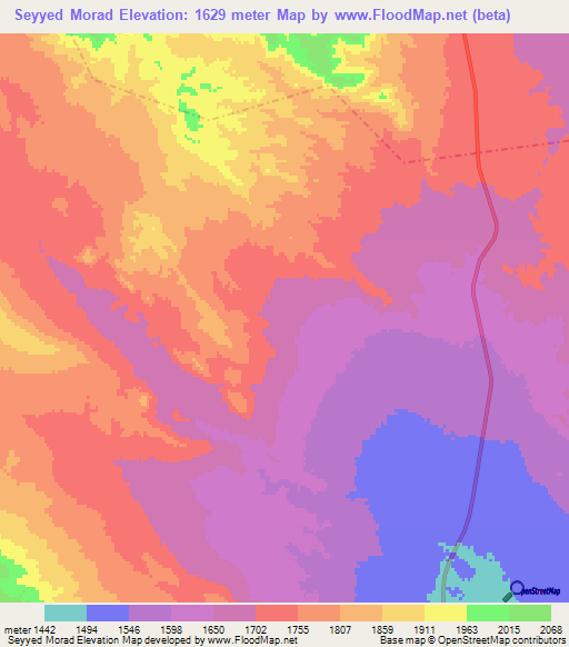Seyyed Morad,Iran Elevation Map