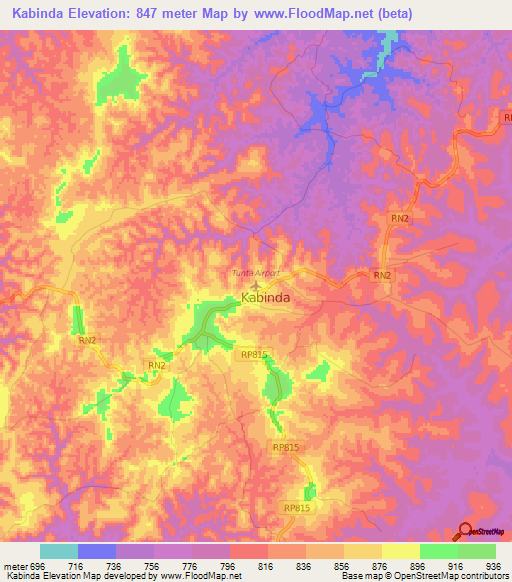 Kabinda,Congo (Kinshasa) Elevation Map