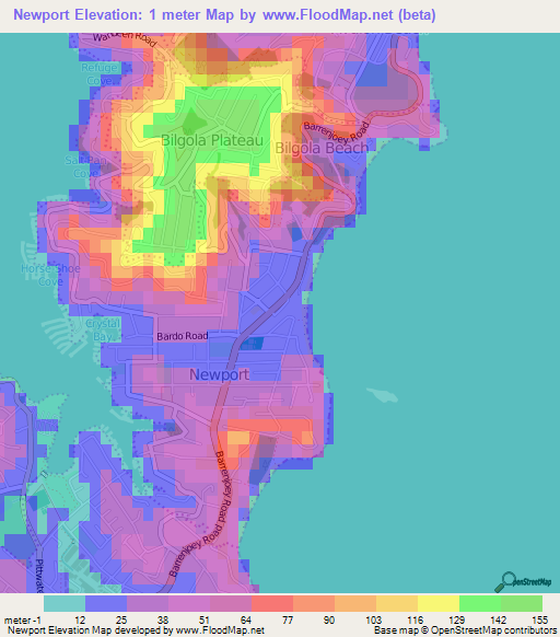 Newport,Australia Elevation Map
