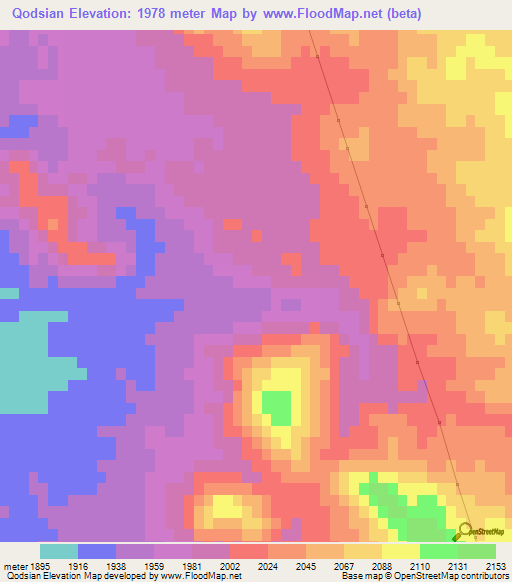 Qodsian,Iran Elevation Map