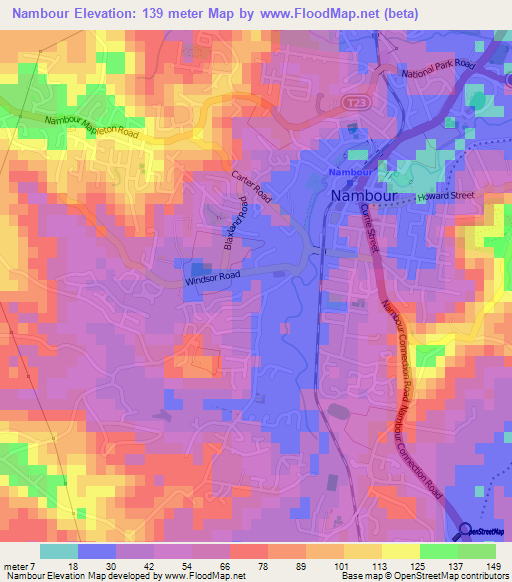 Nambour,Australia Elevation Map