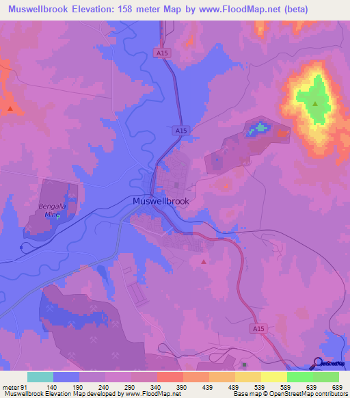 Muswellbrook,Australia Elevation Map