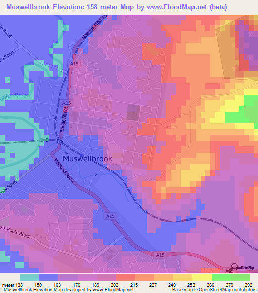 Muswellbrook,Australia Elevation Map
