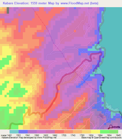 Kabare,Congo (Kinshasa) Elevation Map