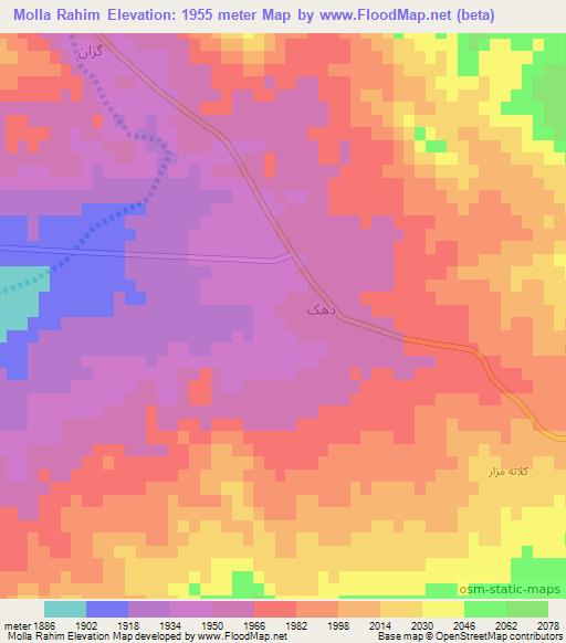 Molla Rahim,Iran Elevation Map