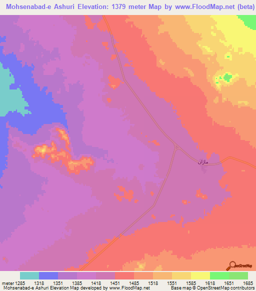 Mohsenabad-e Ashuri,Iran Elevation Map