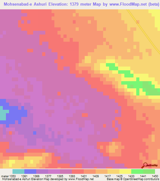 Mohsenabad-e Ashuri,Iran Elevation Map