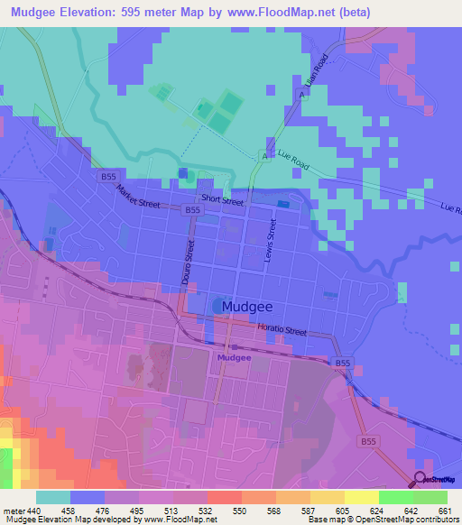 Mudgee,Australia Elevation Map