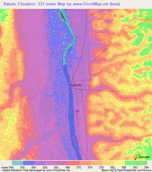 Kabalo,Congo (Kinshasa) Elevation Map