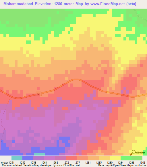 Mohammadabad,Iran Elevation Map