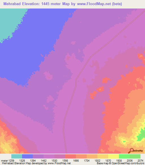 Mehrabad,Iran Elevation Map