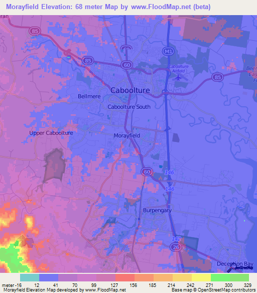 Morayfield,Australia Elevation Map