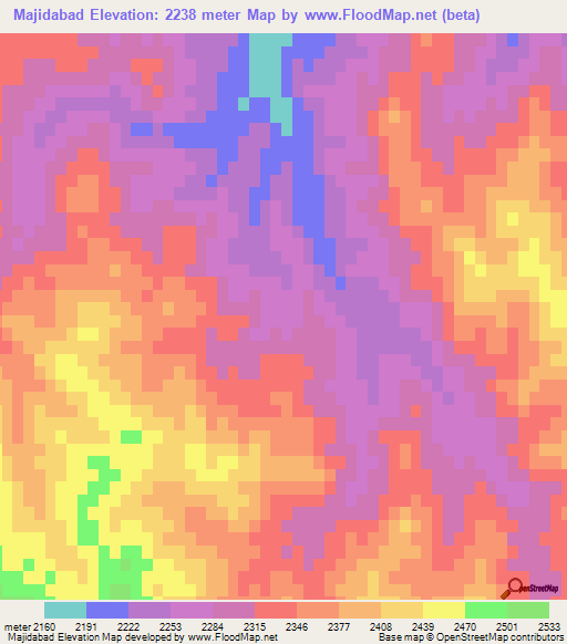 Majidabad,Iran Elevation Map