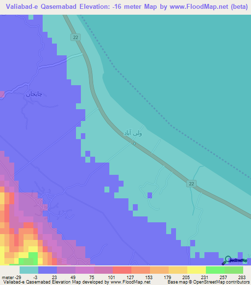 Valiabad-e Qasemabad,Iran Elevation Map