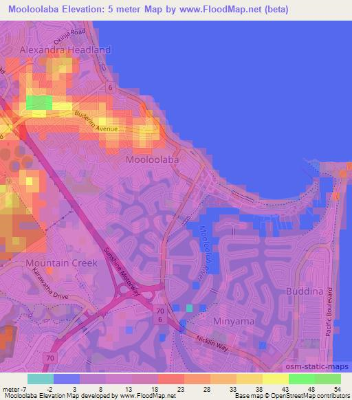 Mooloolaba,Australia Elevation Map