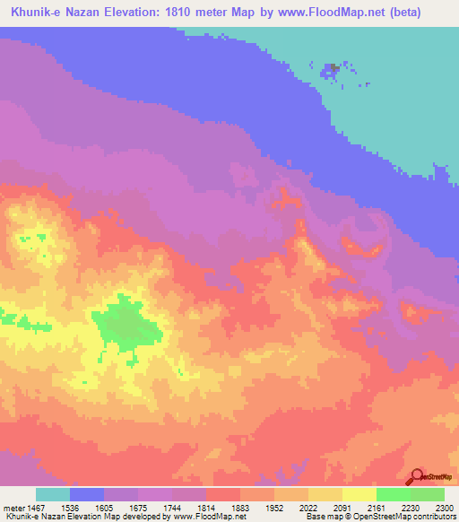 Khunik-e Nazan,Iran Elevation Map