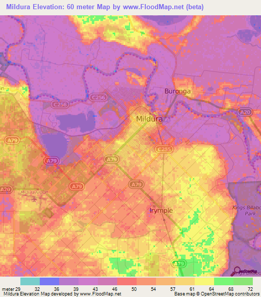 Mildura,Australia Elevation Map