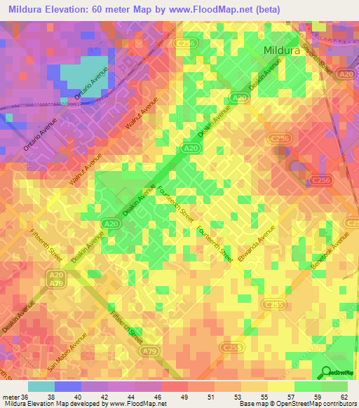 Mildura,Australia Elevation Map