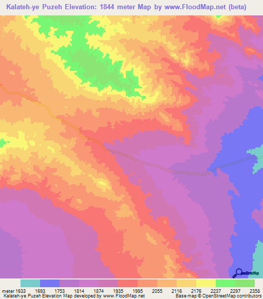 Kalateh-ye Puzeh,Iran Elevation Map