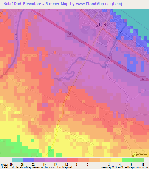 Kalaf Rud,Iran Elevation Map