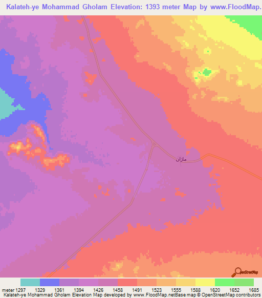 Kalateh-ye Mohammad Gholam,Iran Elevation Map