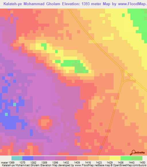 Kalateh-ye Mohammad Gholam,Iran Elevation Map