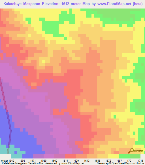 Kalateh-ye Mesgaran,Iran Elevation Map