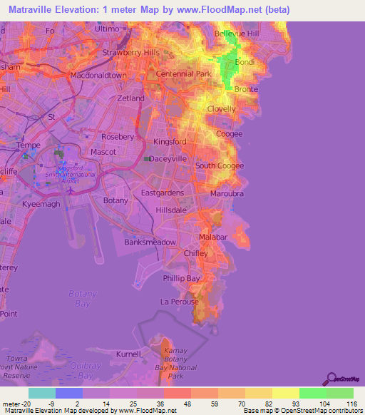 Matraville,Australia Elevation Map