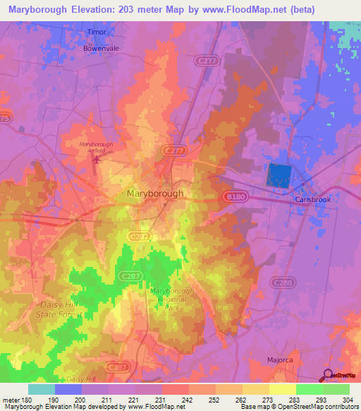 Maryborough,Australia Elevation Map