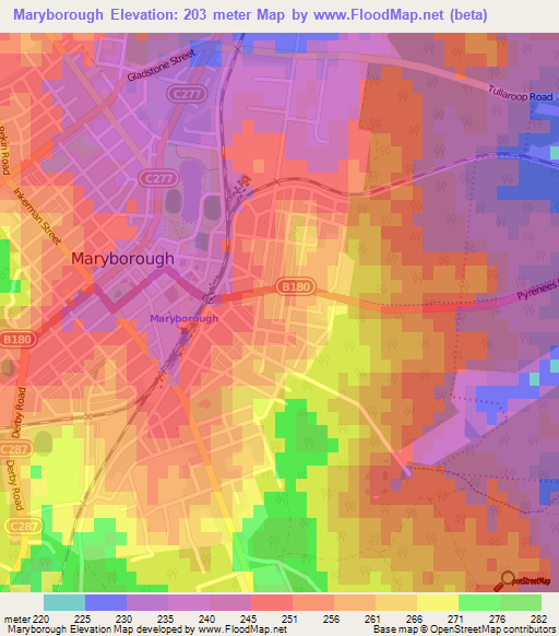Maryborough,Australia Elevation Map