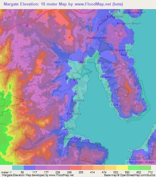 Margate,Australia Elevation Map
