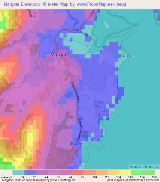 Margate,Australia Elevation Map