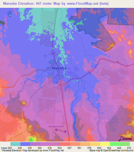 Mareeba,Australia Elevation Map