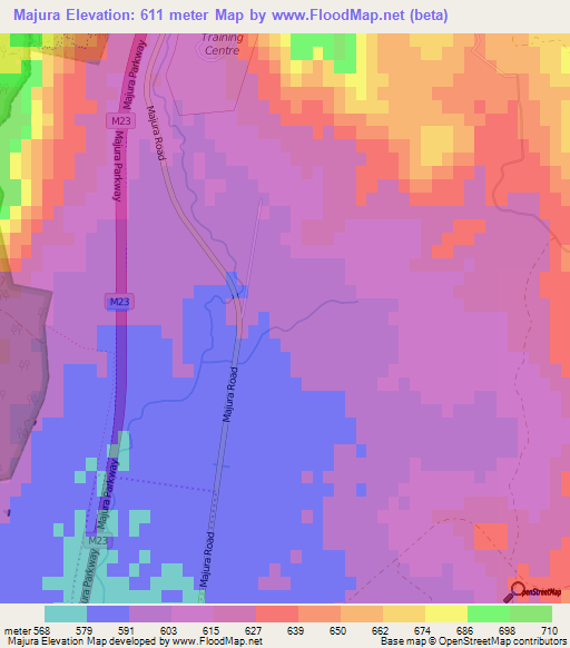 Majura,Australia Elevation Map