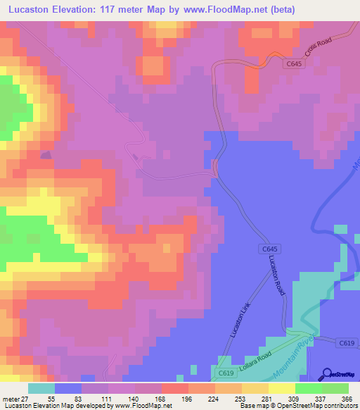 Lucaston,Australia Elevation Map