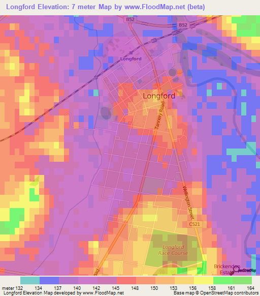Longford,Australia Elevation Map