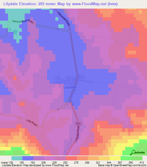 Lilydale,Australia Elevation Map