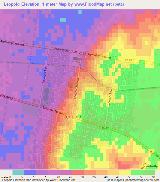Leopold,Australia Elevation Map