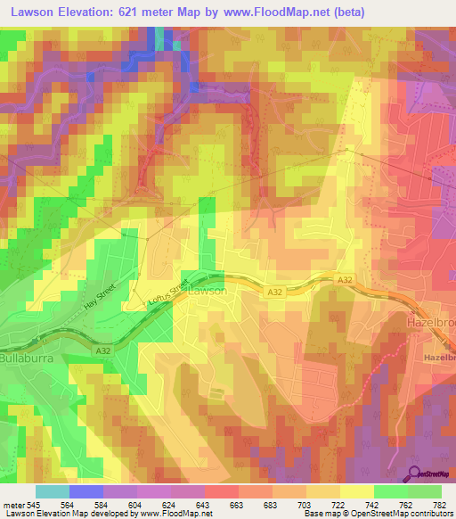Lawson,Australia Elevation Map