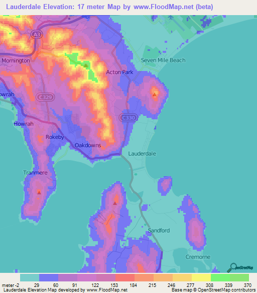 Lauderdale,Australia Elevation Map