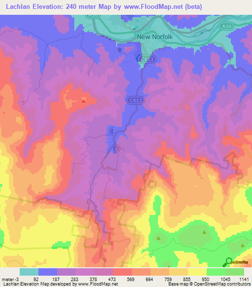 Lachlan,Australia Elevation Map