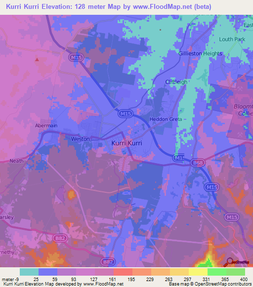 Kurri Kurri,Australia Elevation Map