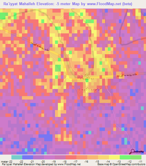 Ra`iyyat Mahalleh,Iran Elevation Map