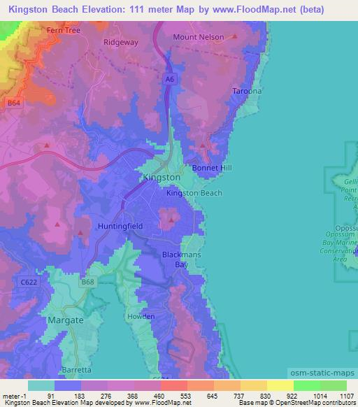 Kingston Beach,Australia Elevation Map
